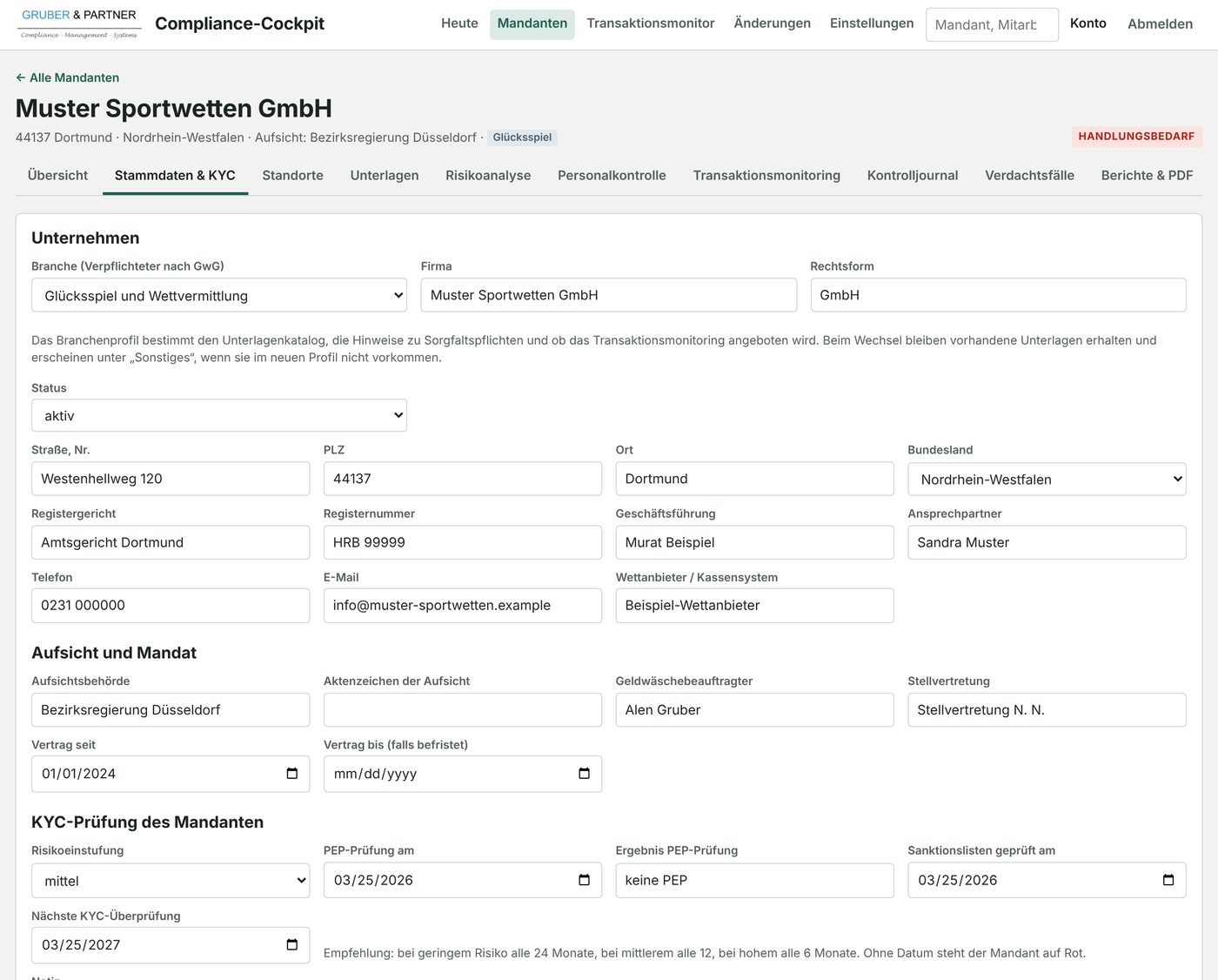 Stammdaten und KYC