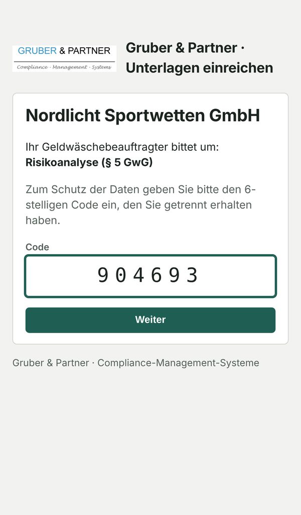 Upload-Seite für den Mandanten am Handy
